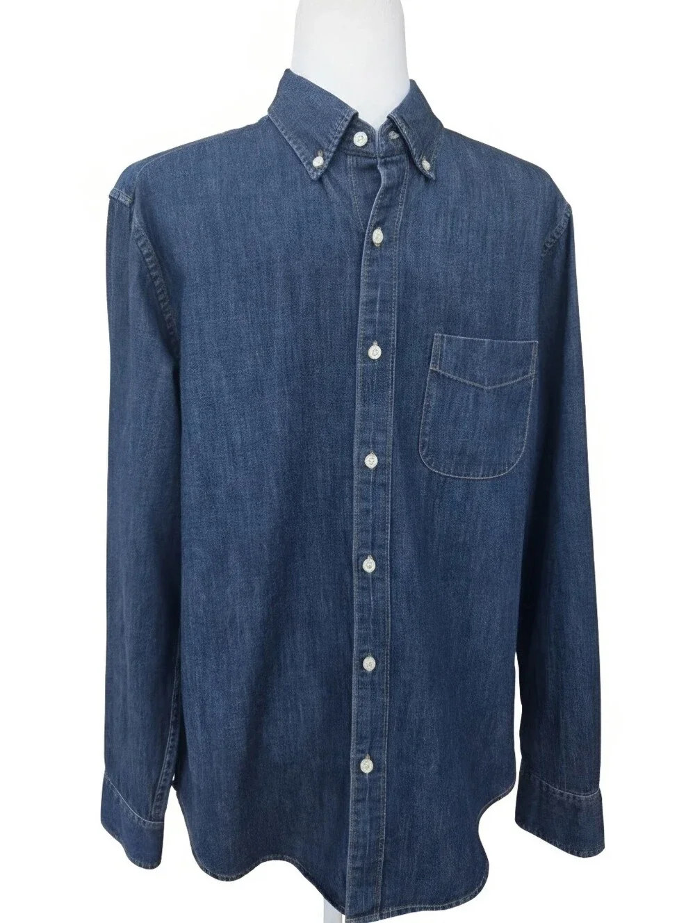 J. Crew Classic Men's Indigo Blue Denim Button-Down Shirt Medium